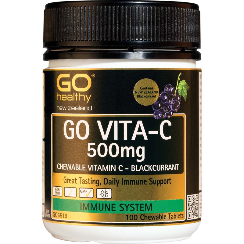 GO Healthy GO Vita-C 500mg Blackcurrant Chewable Tablets 100s