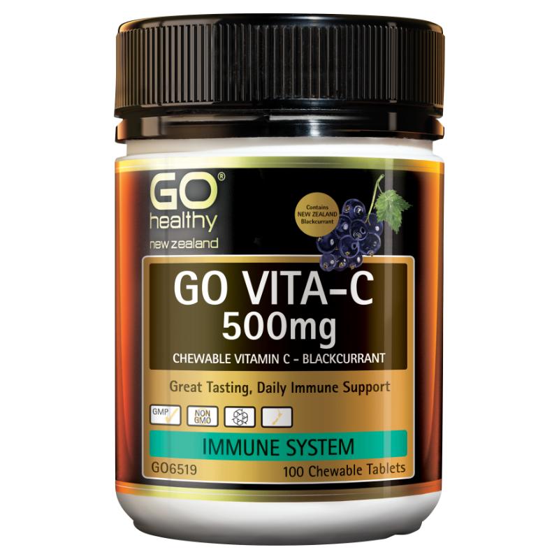 GO Healthy GO Vita-C 500mg Blackcurrant Chewable Tablets 100s