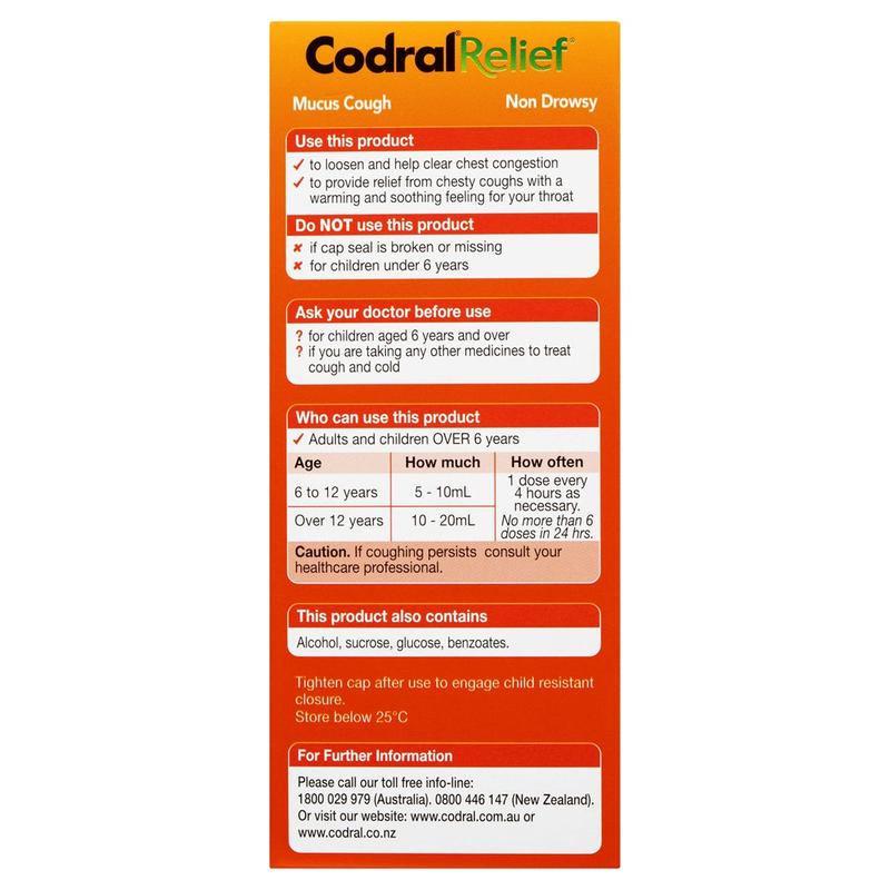 Codral Relief Mucus Cough Warming Sensation 150ml
