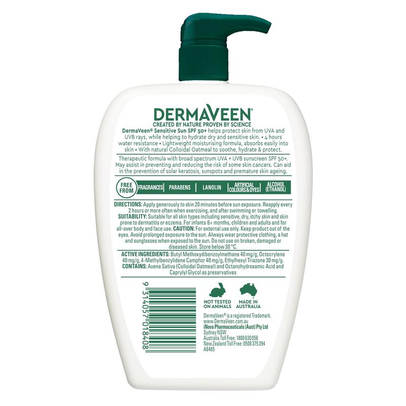 DermaVeen Sensitive Sun SPF50+ Moisturising Face & Body Sunscreen 500g