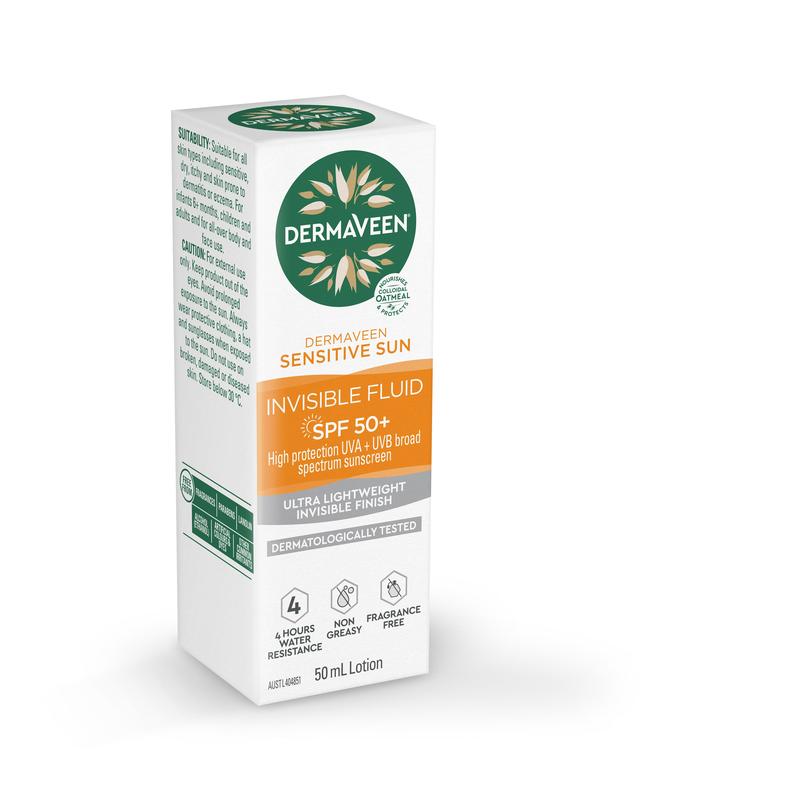 DermaVeen Sensitive Sun SPF50+ Moisturising Invisible Face Fluid 50ml