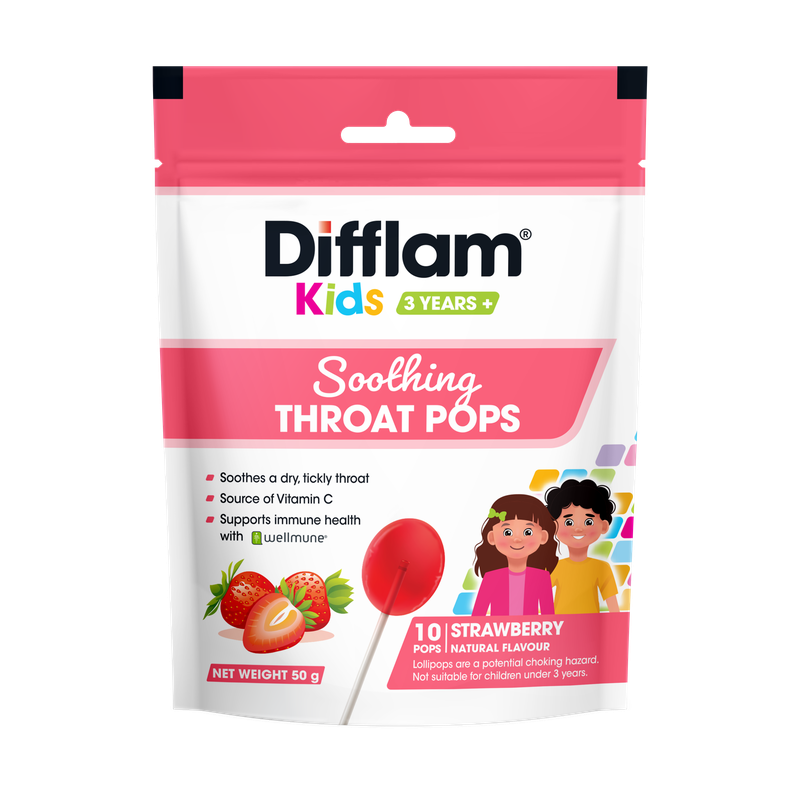 Difflam Kids Soothing Throat Pops Strawberry 10s