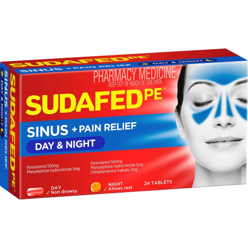 Sudafed PE Sinus + Pain Relief Day & Night Tablets 24pk