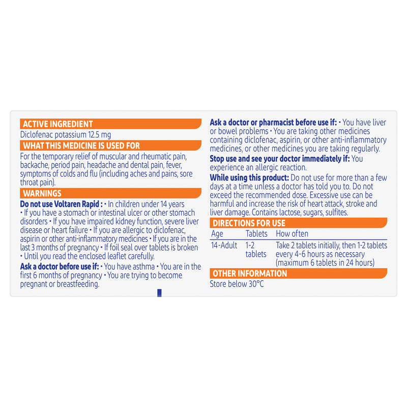 Voltaren Rapid Tabs 12.5mg 30s