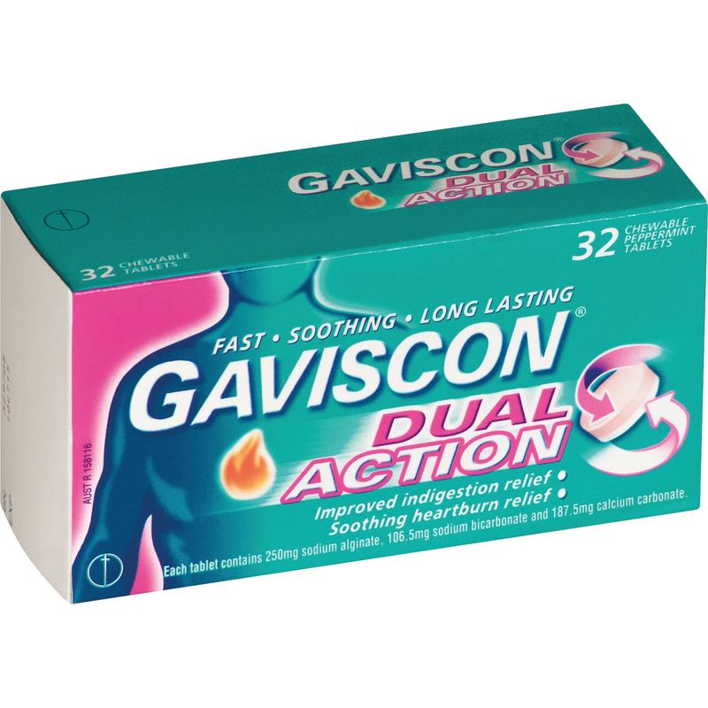 Gaviscon Dual Action Peppermint Tablets 32s