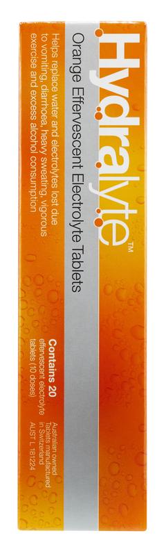 Hydralyte Orange Effervescent Tablets 20s
