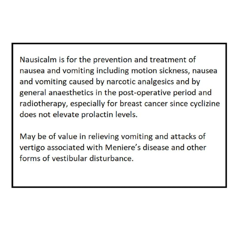 Nausicalm 50mg Tablets 6s (PHARMACIST ONLY MEDICINE)