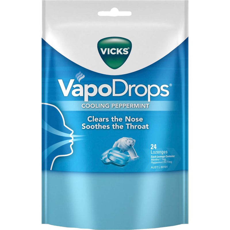 Vicks VapoDrops Cooling Peppermint Lozenges 24s