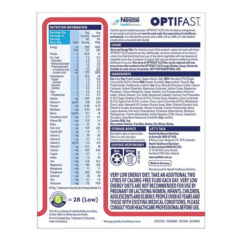 Optifast VLCD Bars Berry Crunch 6pk