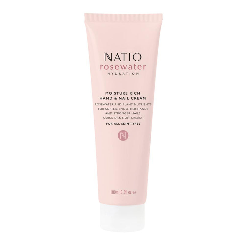 Natio Rosewater Hydration Moisture Rich Hand and Nail Cream 100ml