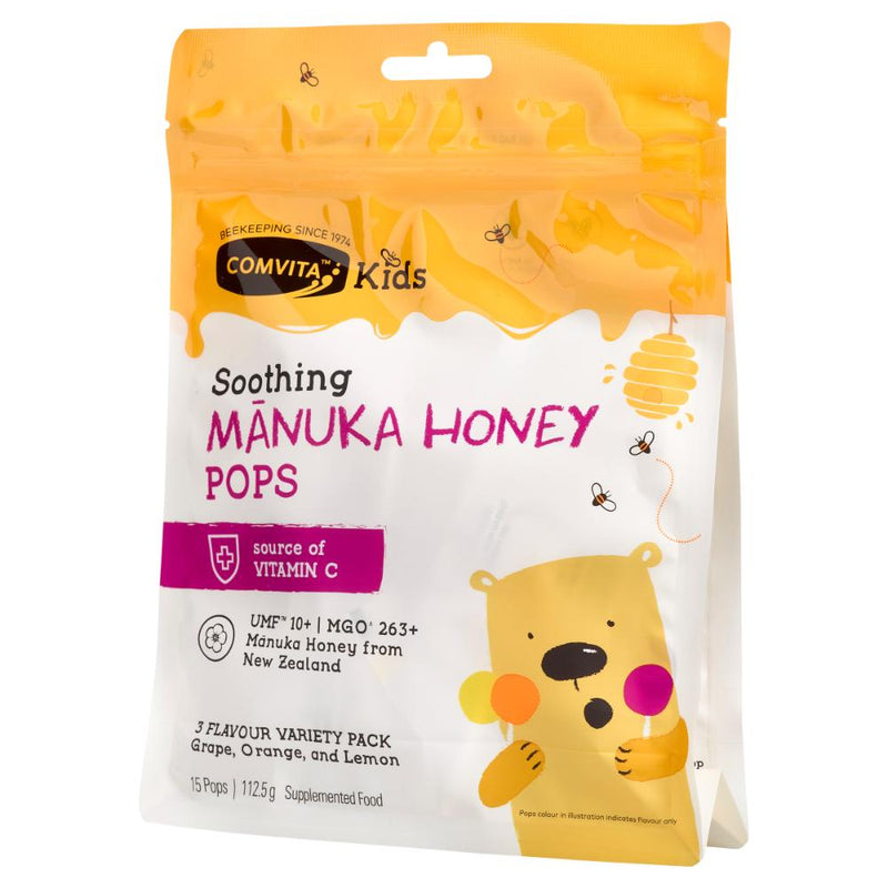Comvita Kids UMF 10+ Manuka Honey Soothing Pops (3 flavour 15 variety pack) 15pk