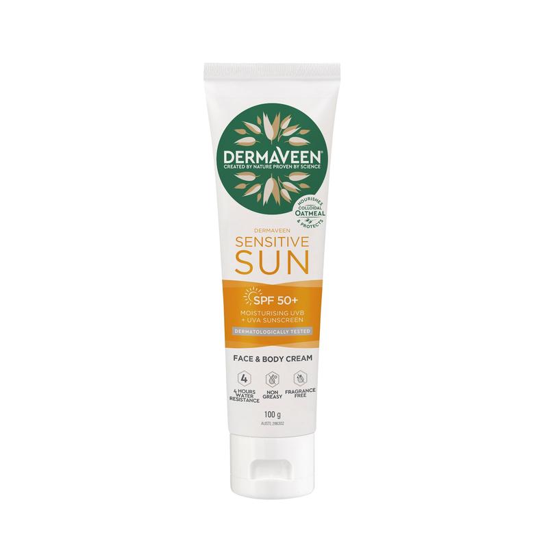 DermaVeen Sensitive Sun SPF50+ Moisturising Face & Body Sunscreen 100g