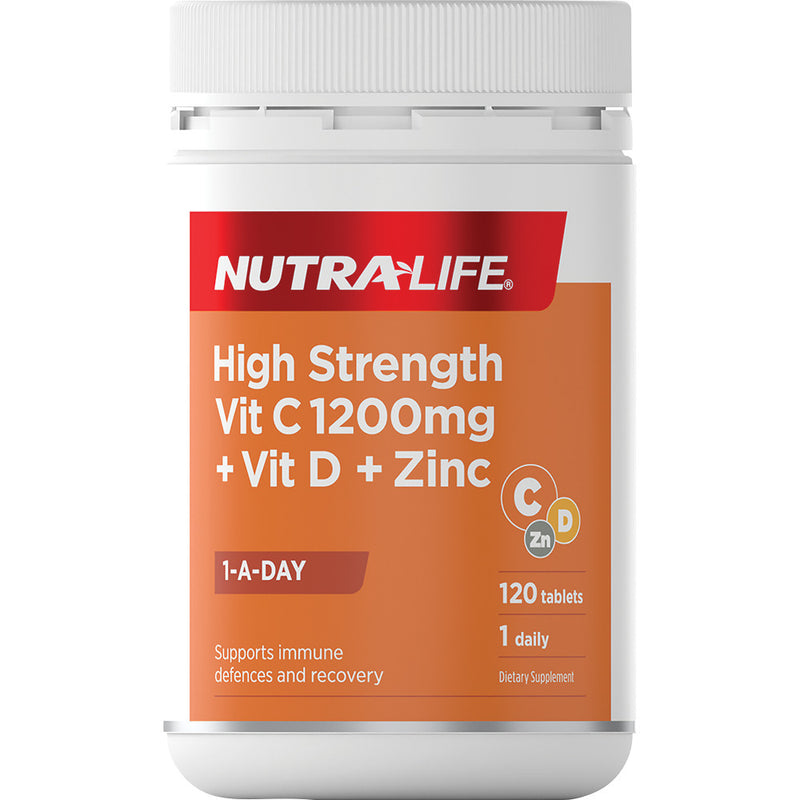 Nutra-Life High Strength Vit C 1200mg + Vit D + Zinc Tablets 120s