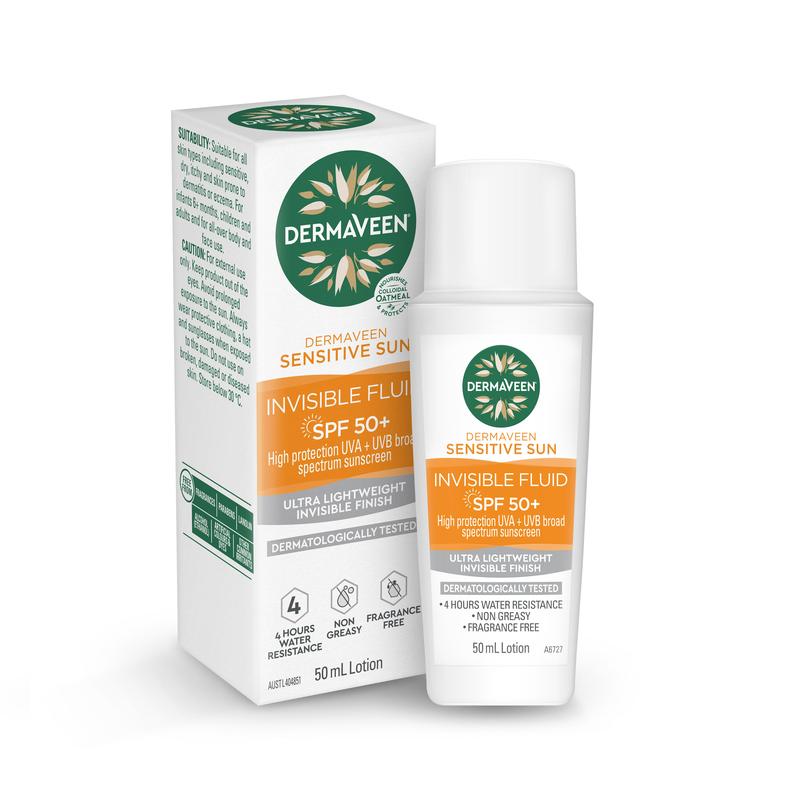 DermaVeen Sensitive Sun SPF50+ Moisturising Invisible Face Fluid 50ml