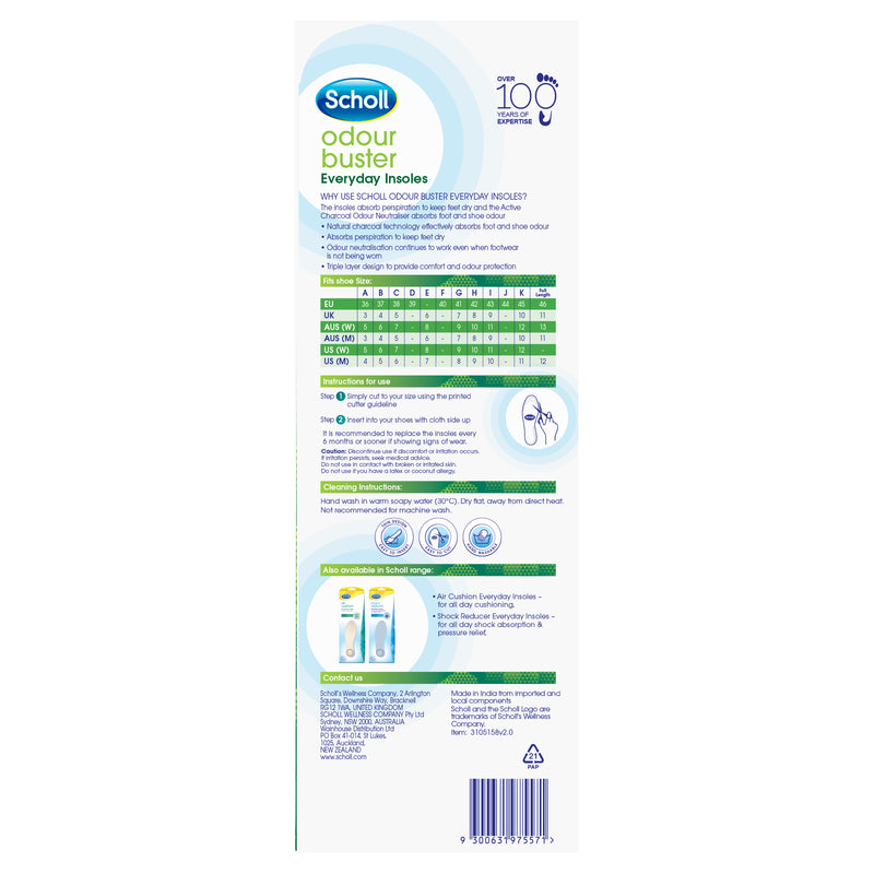 Scholl Odour Buster Everyday Insoles 1pr