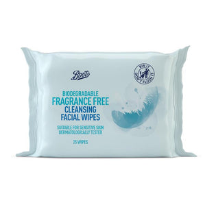 Boots Biogradable Cleansing Wipes Fragrance Free 25s