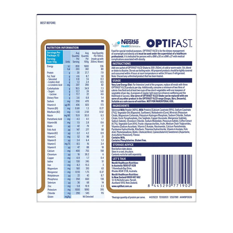 Optifast VLCD Shake Sachets Coffee 12pk