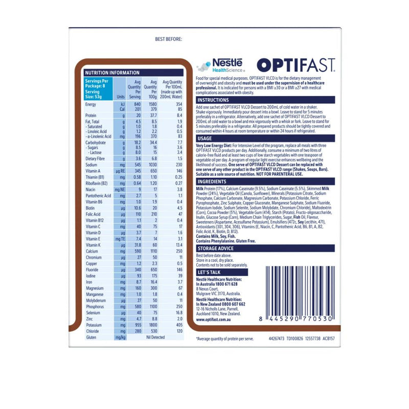 Optifast VLCD Dessert Chocolate 53g 8pk
