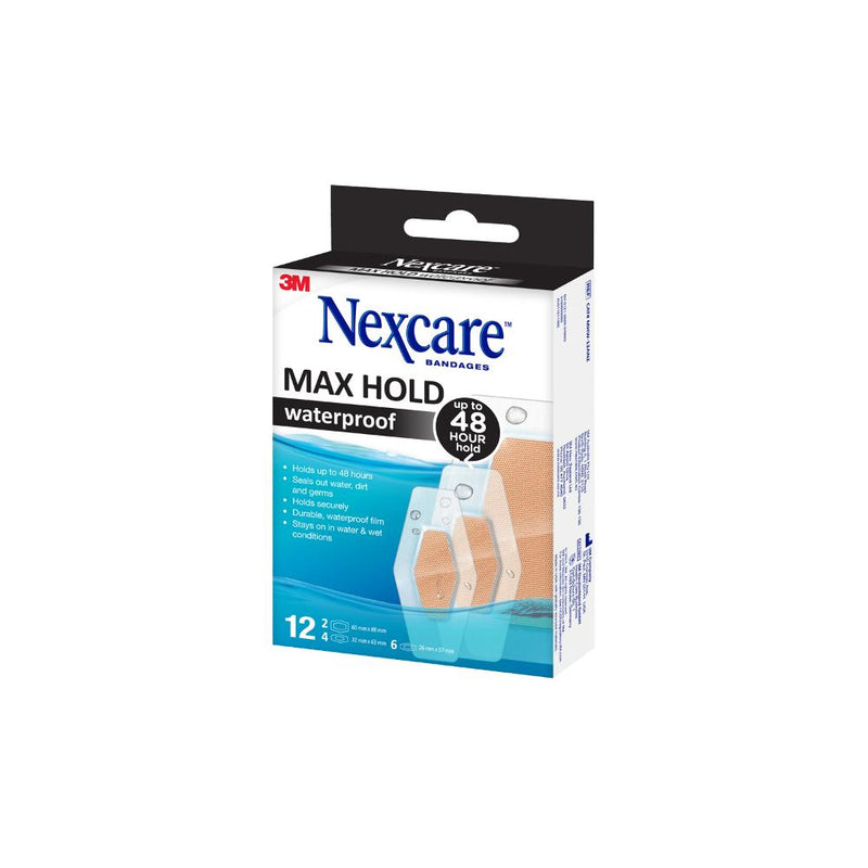 Nexcare Max Hold Waterproof Bandages Assorted 12pk