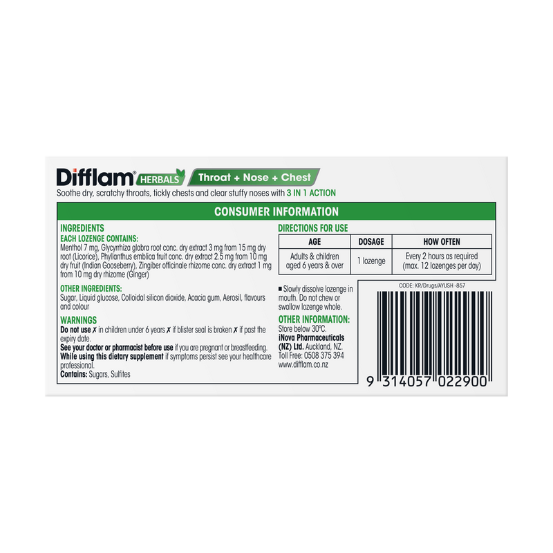 Difflam Herbals 3-In-1 Loz Hl Menthol 16s