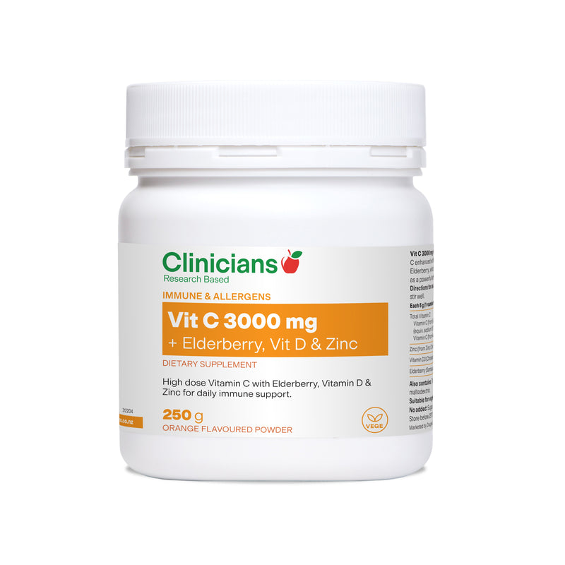 Clinicians Vit C 3000mg Elderberry Vit D Zinc 250g