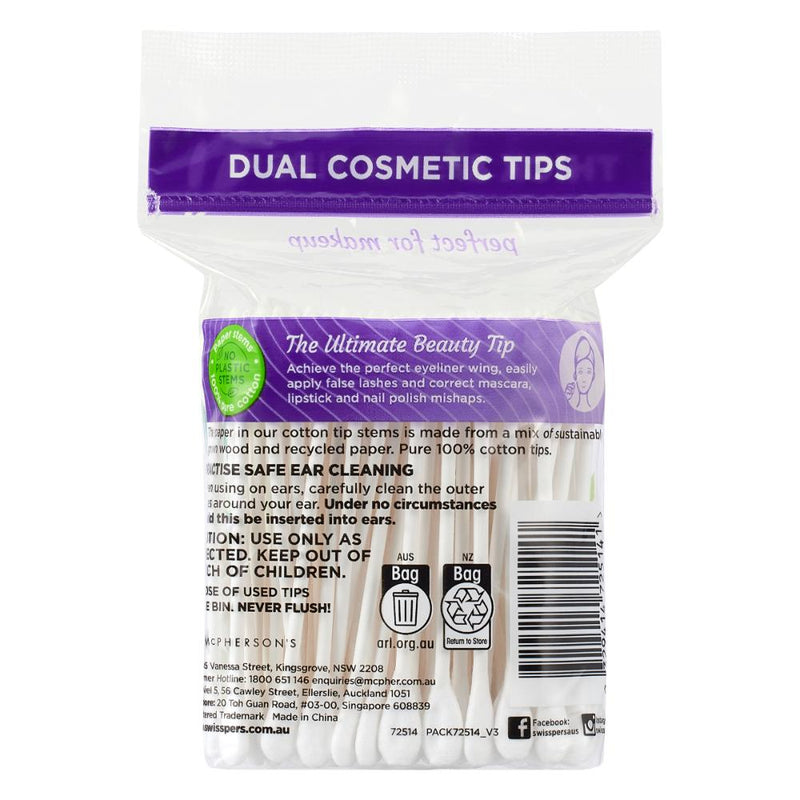 Swisspers Paper Stem Dual Cosmetic Tips 100pk