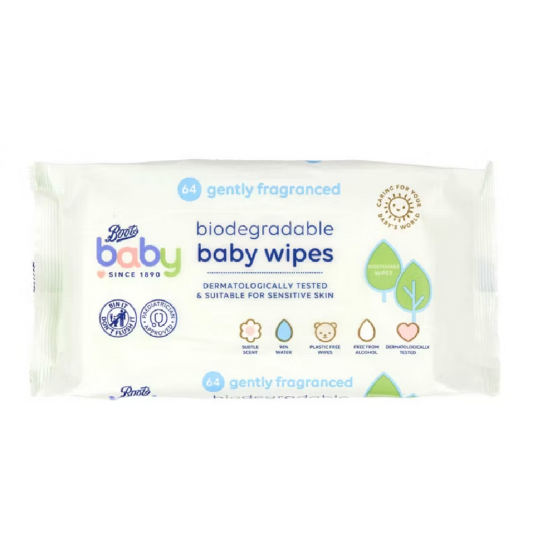 Boots Baby Biodegradable Fragranced Wipes 64pk