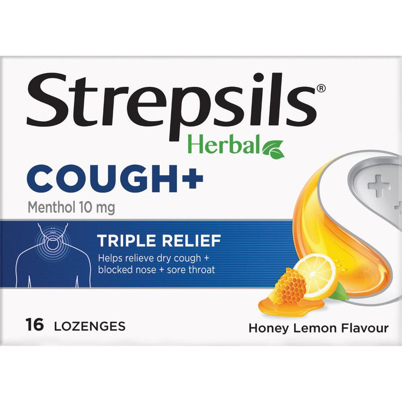 Strepsils Lozenges Herbal Cough Honey Lemon 16s