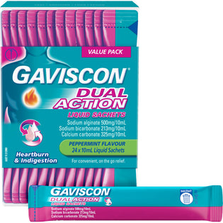Gaviscon Dual Action Liquid Peppermint Sachet 10ml 24s