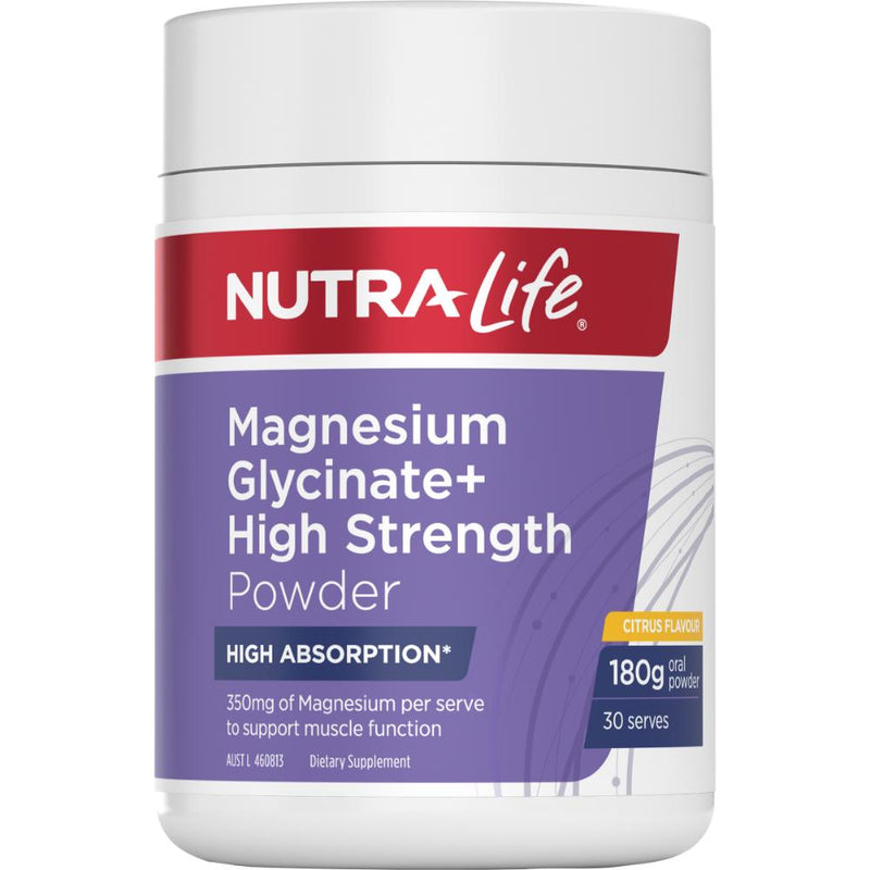 Nutra-Life Magnesium Glycinate + High Strength Powder Citrus 180g