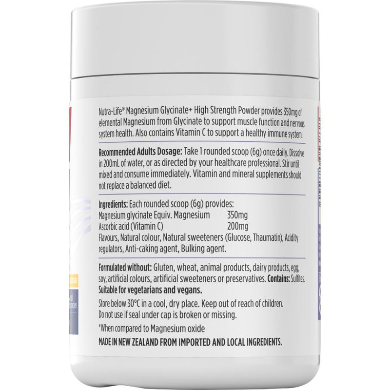 Nutra-Life Magnesium Glycinate + High Strength Powder Citrus 180g