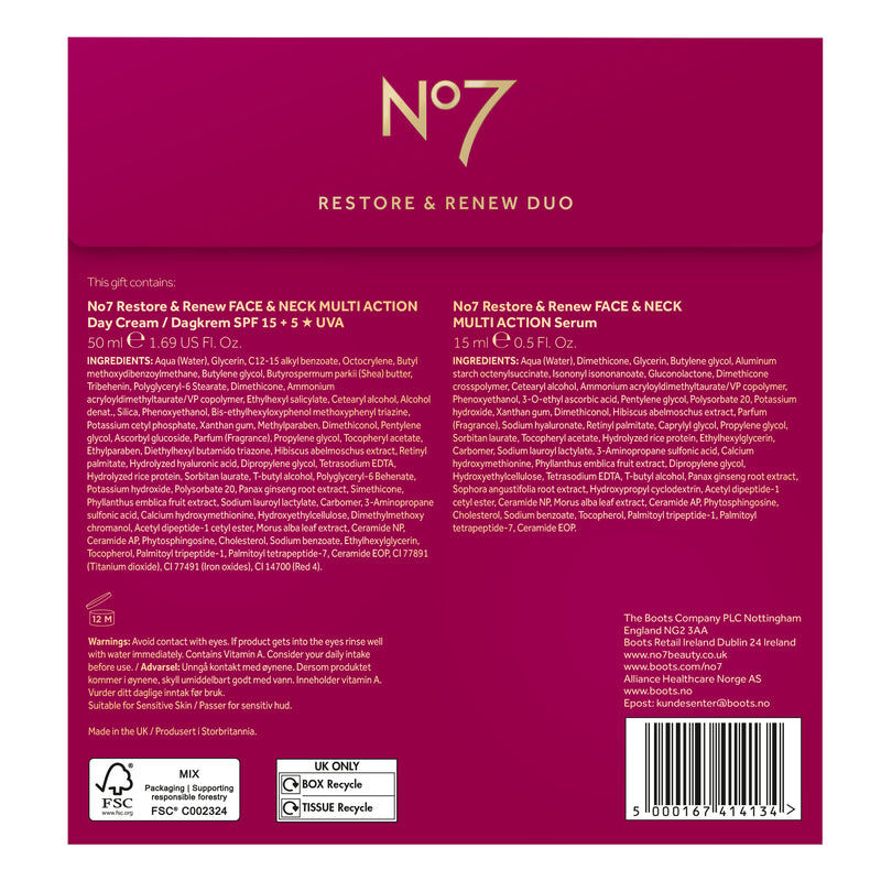 No7 Restore & Renew Duo Set 2pcs